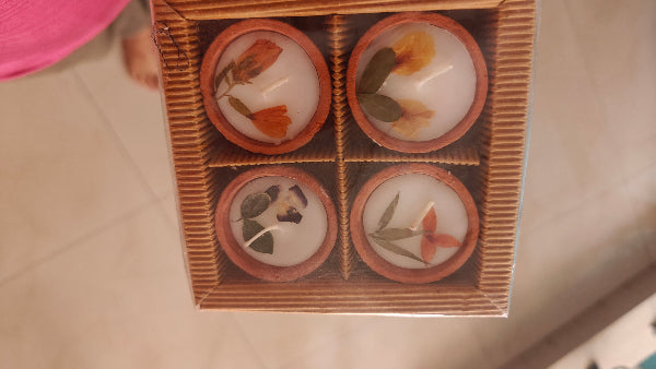 Set of 4 Handmade Floral Terracotta Diya Candles
