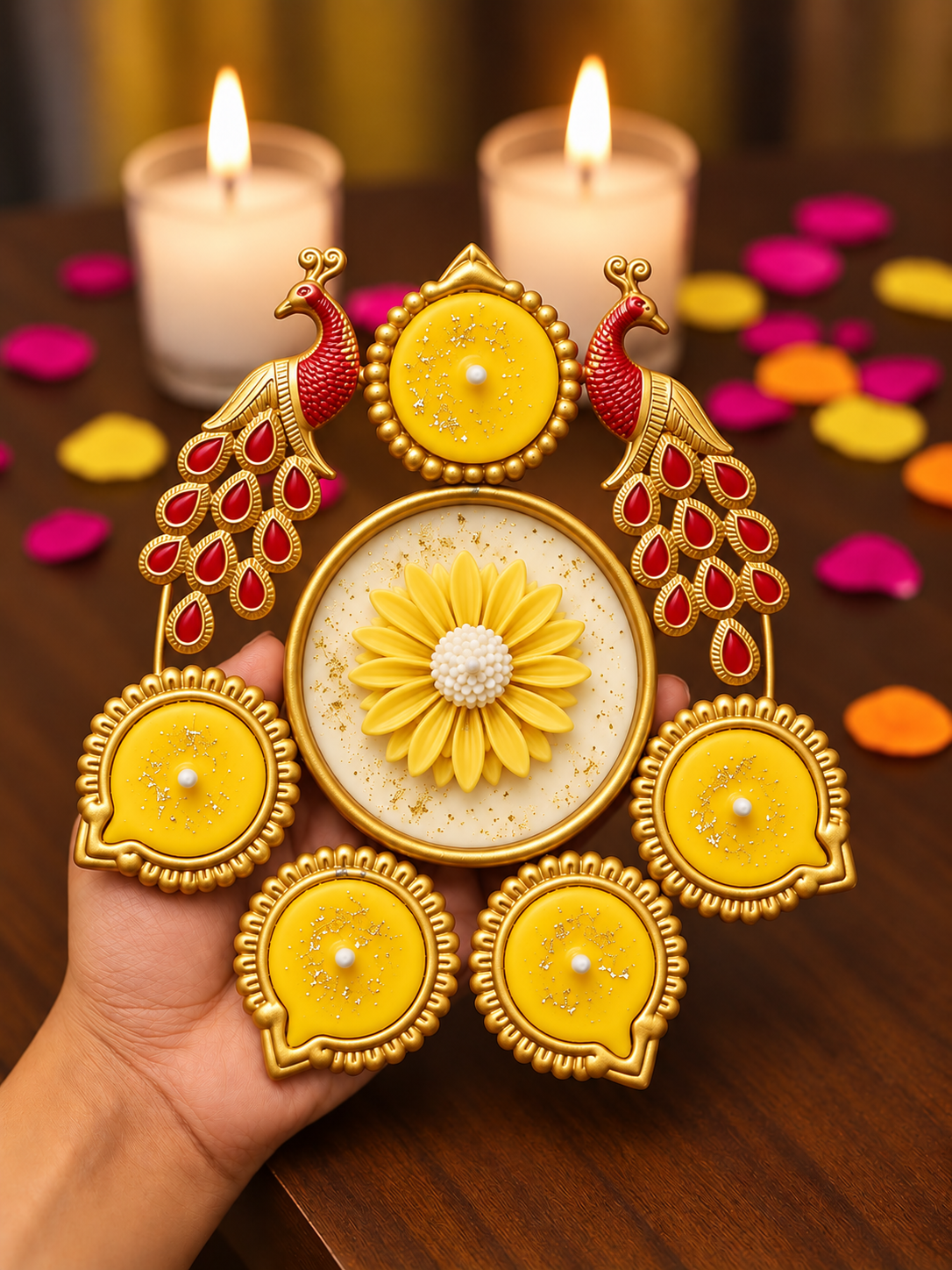 Peacock Diya Candle – Divine Festive Elegance