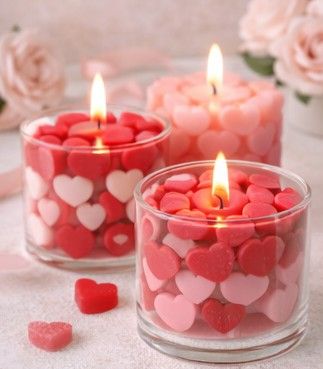 Jar candle with handcrafted Hearts