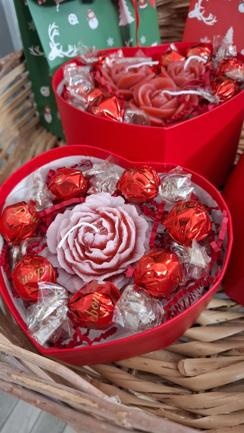 Peony Candle Flower with Chocolates
