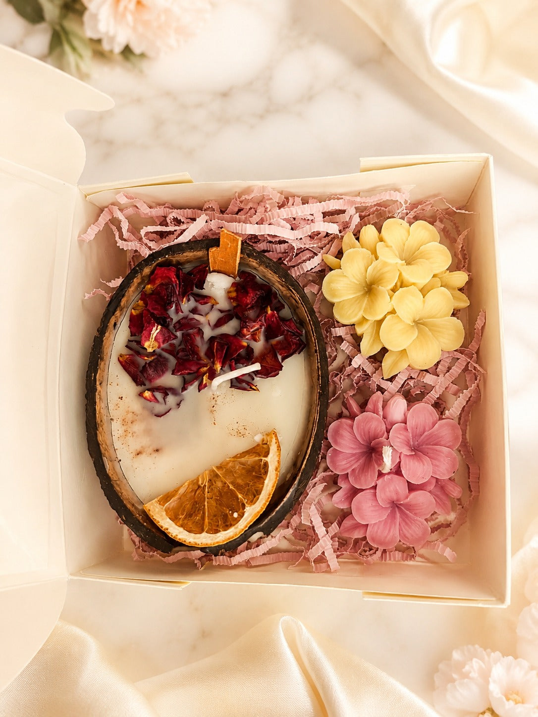 Handcrafted Coconut Shell Candle Gift Box