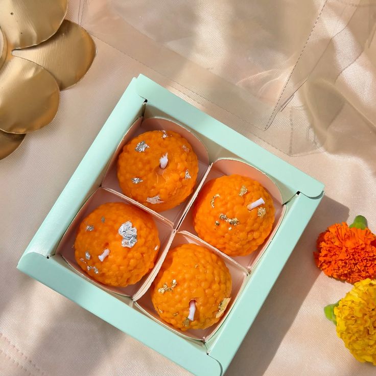 Handcrafted Motichoor Laddu Scented Candle Gift Box (Set of 4)