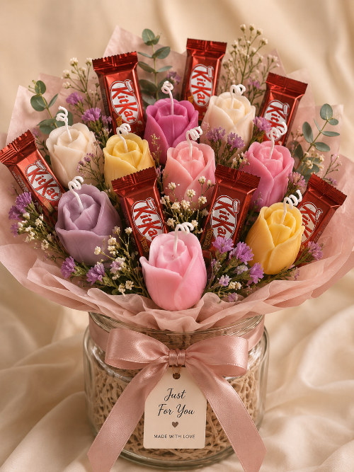 Tulip Candle with Chocolate Luxury Gift