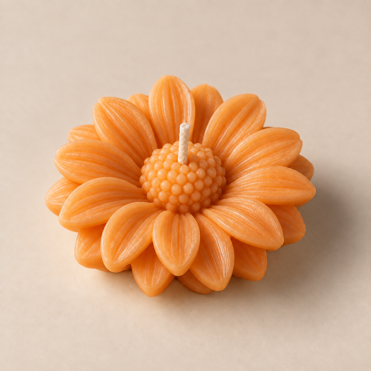 Daisy Bloom Mini Flower Candle in orange
