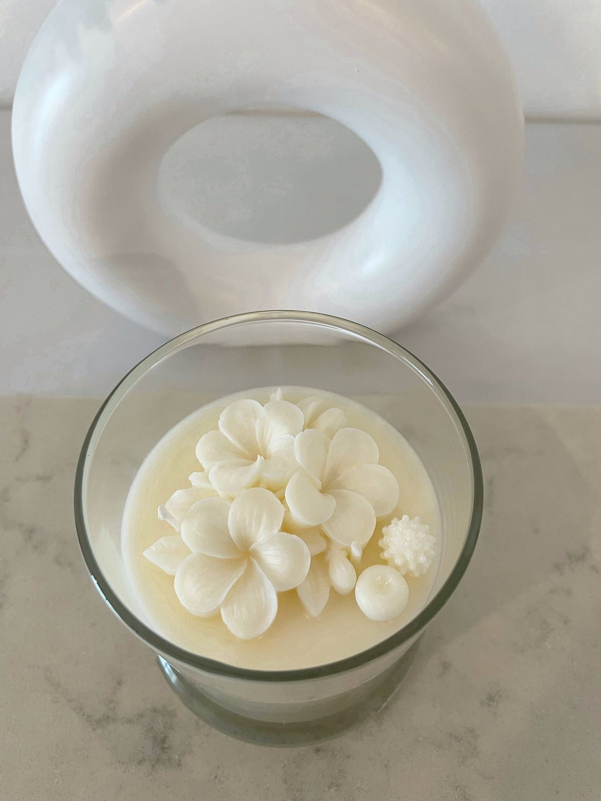 Plumeria flower candle on Jar