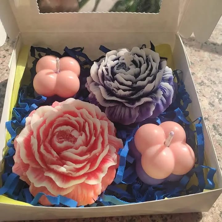 Handcrafted Peony & Blossom Candle Set