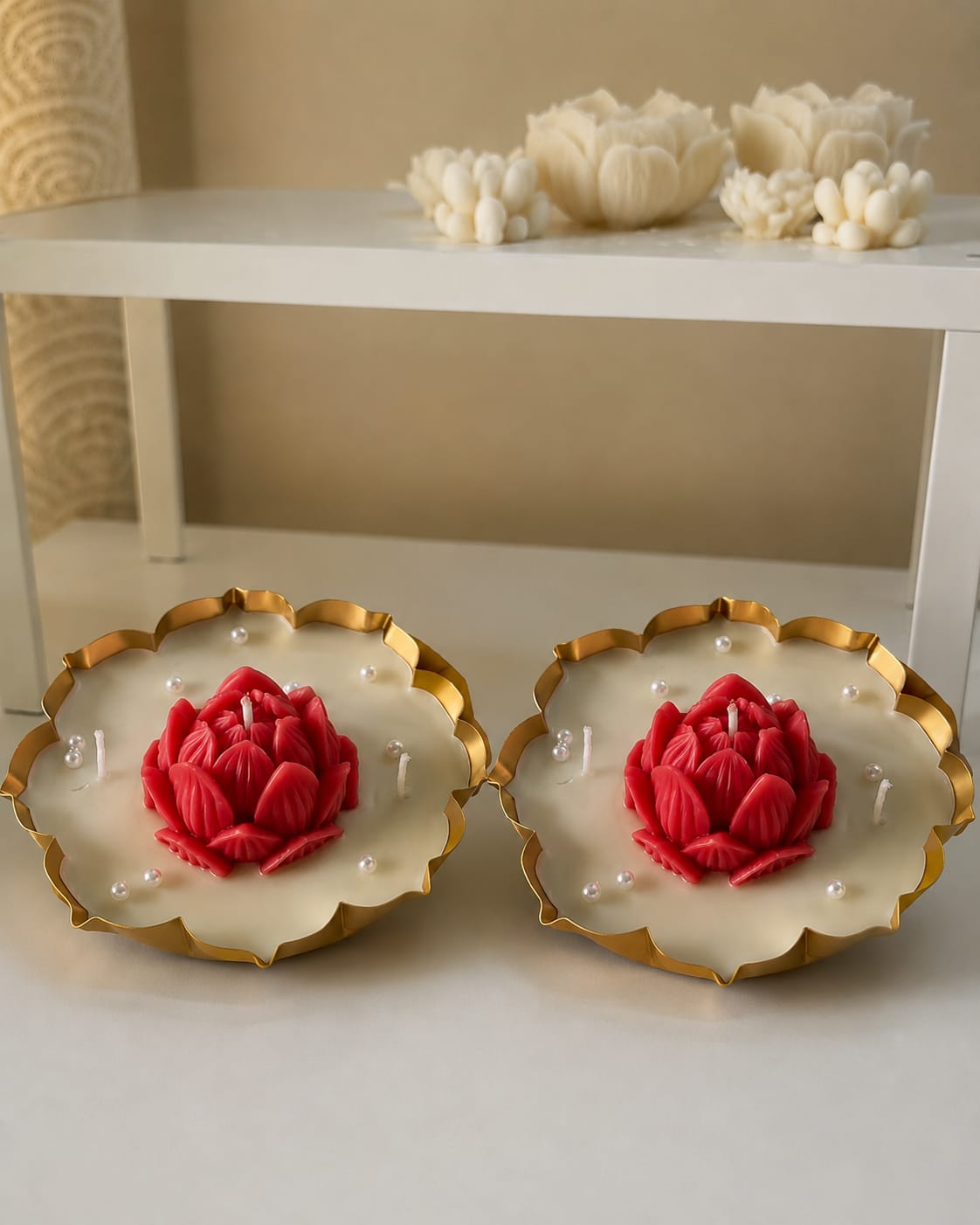 Lotus Glow Urli Pair