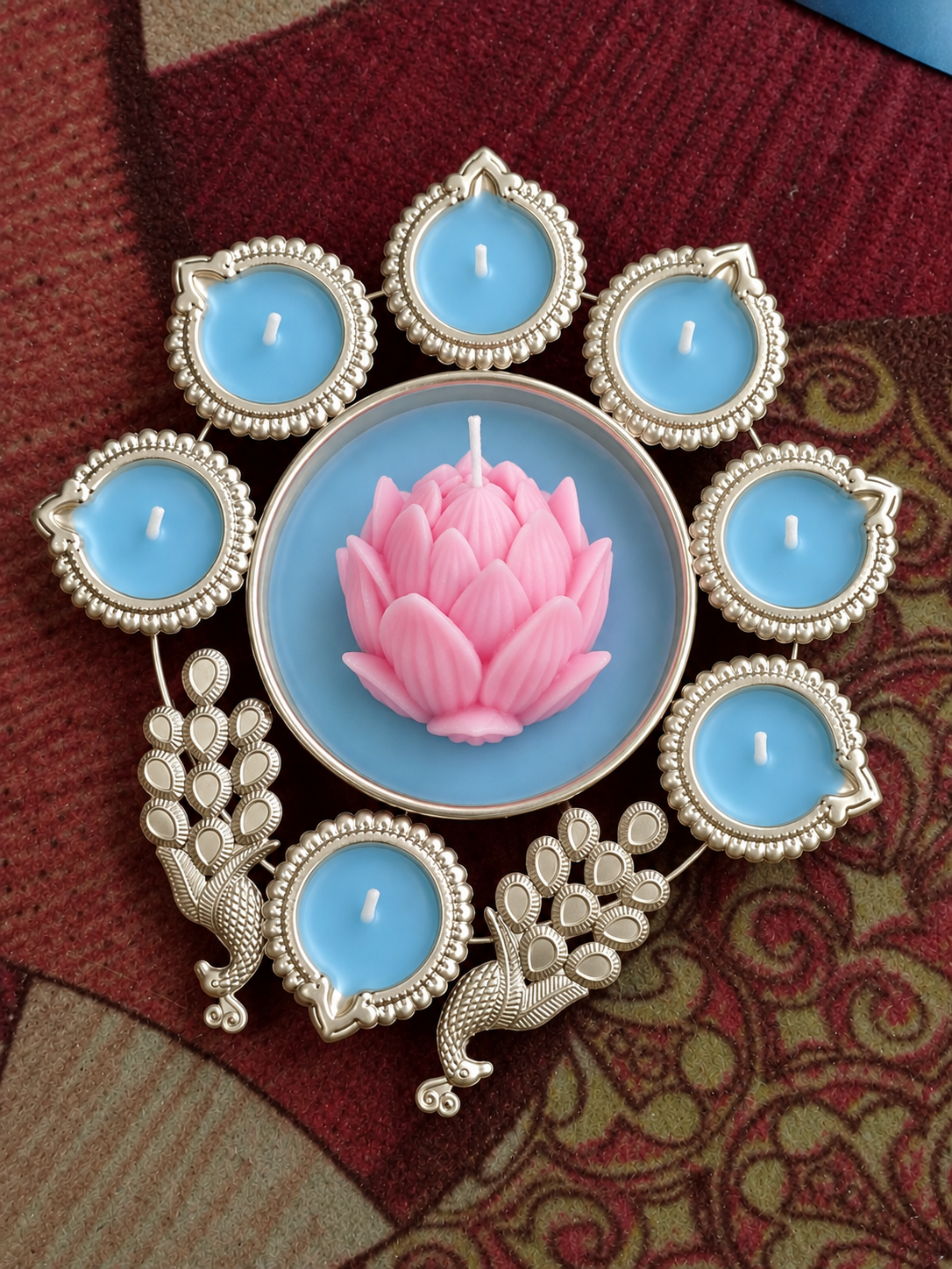 7 Diya Urli candle with Lotus- Perfect for Diwali