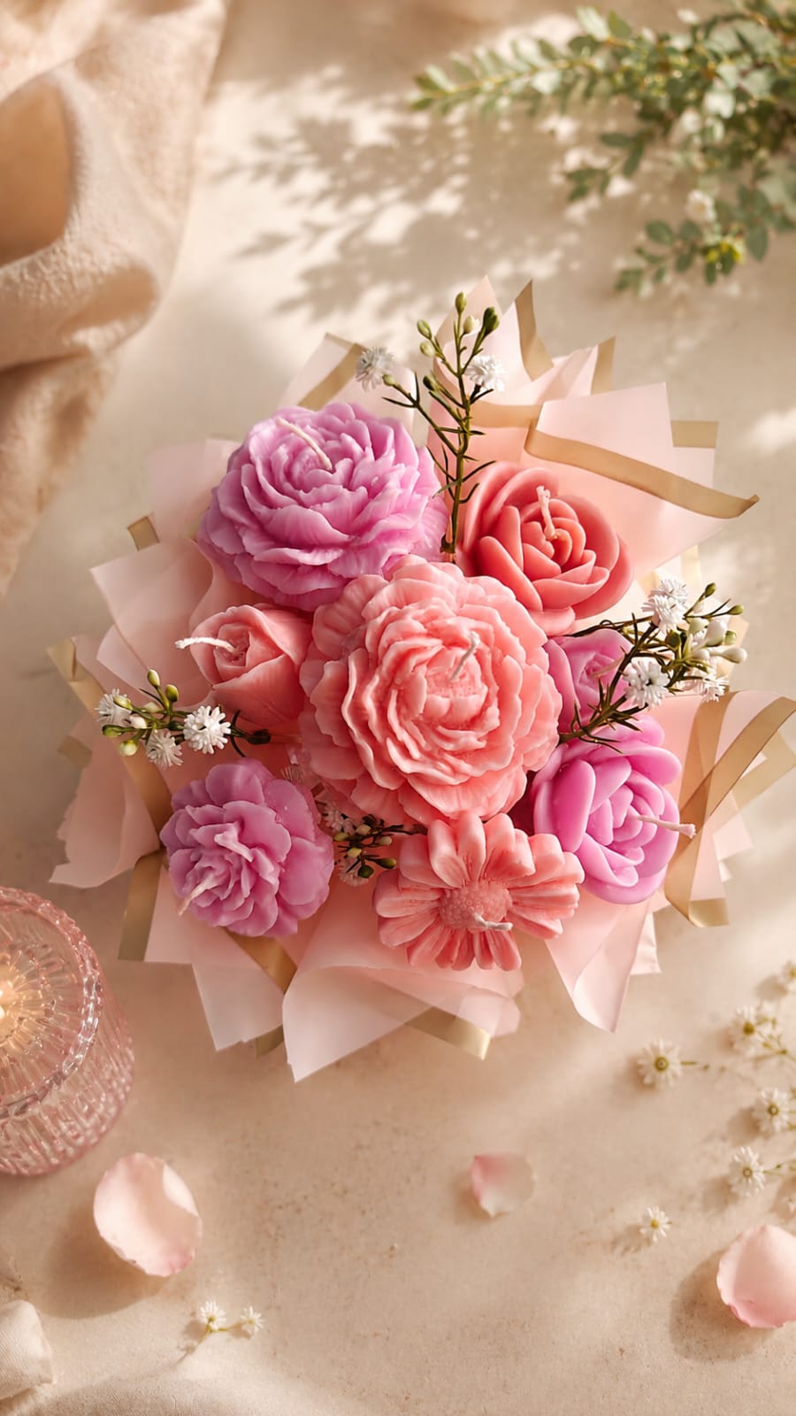 Golden Glow Floral Candle Bouquet