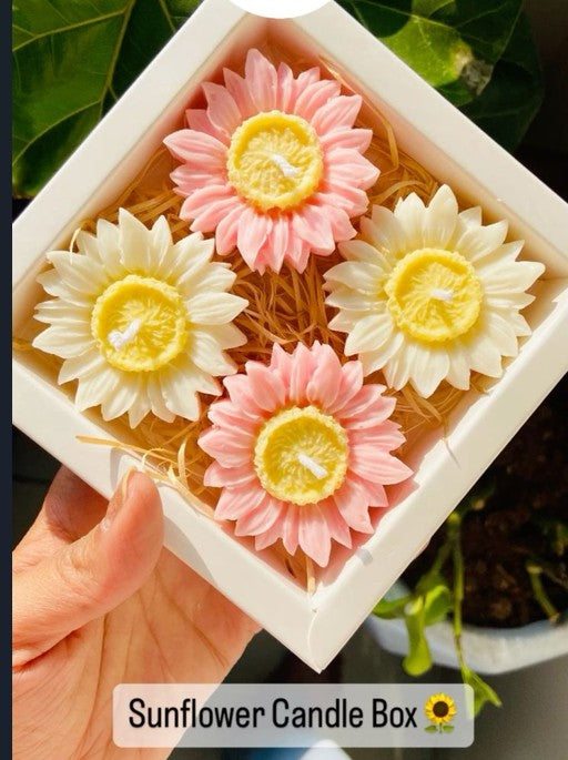 Sunflower Flower Candle Gift Box | Handmade Scented Decorative Candles
