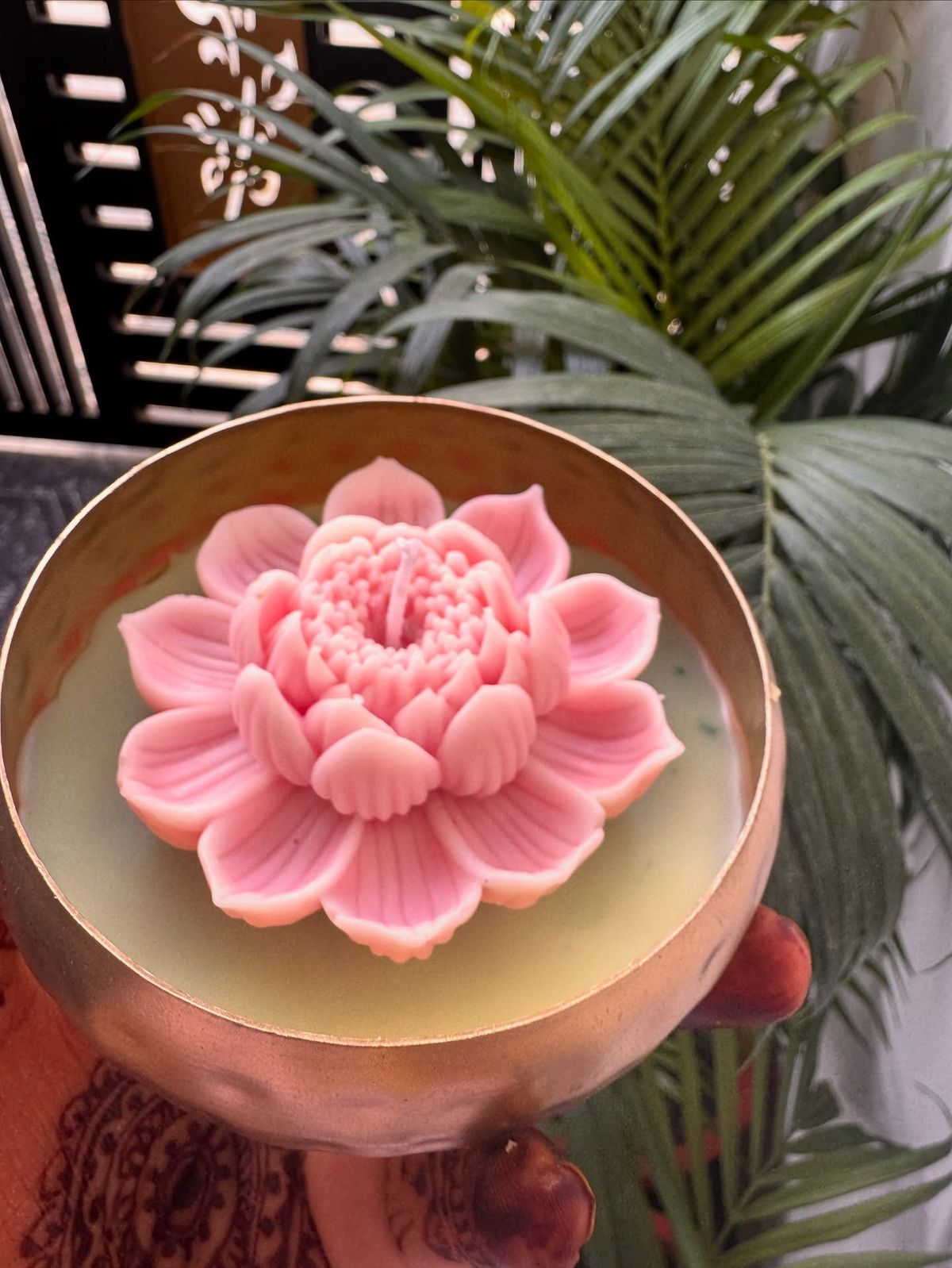 Handcrafted design Urli-inspired with Lotus on top