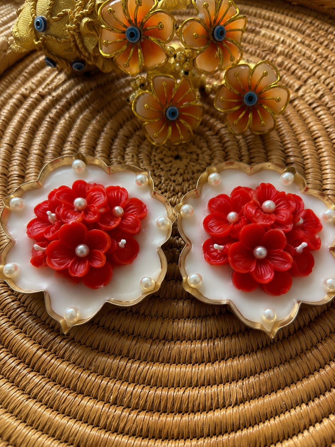 Urli-inspired with Pumeria on top handcrafted design